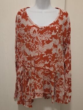Peruvian Connection tunic Coral And White XL